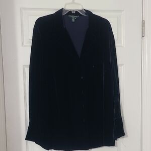 Lauren Ralph Lauren Dark Navy Velvet Blouse